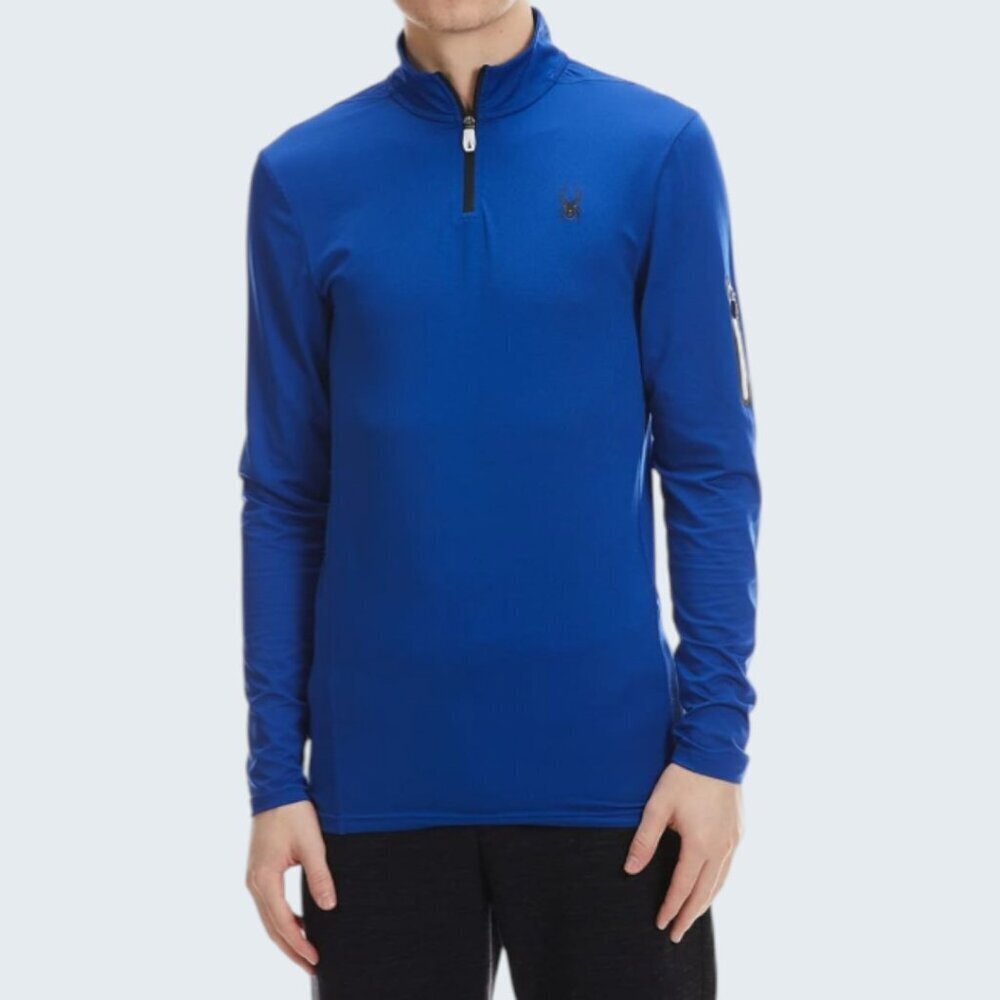 Spyder Shirt Men's Mock Neck Long Sleeve Active Pro Web Blue Stretch Large NWT